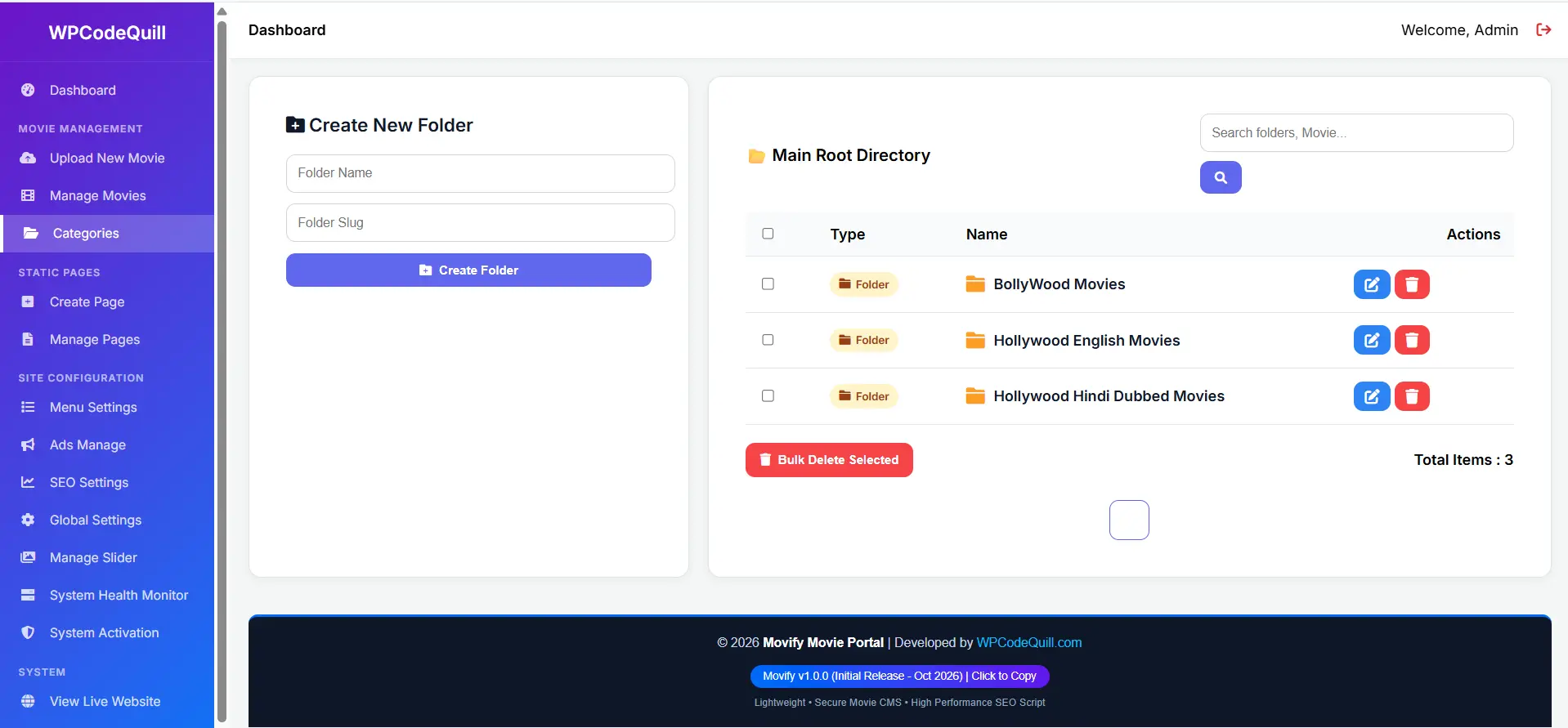 Movify Movie Portal PHP Script with Admin Panel