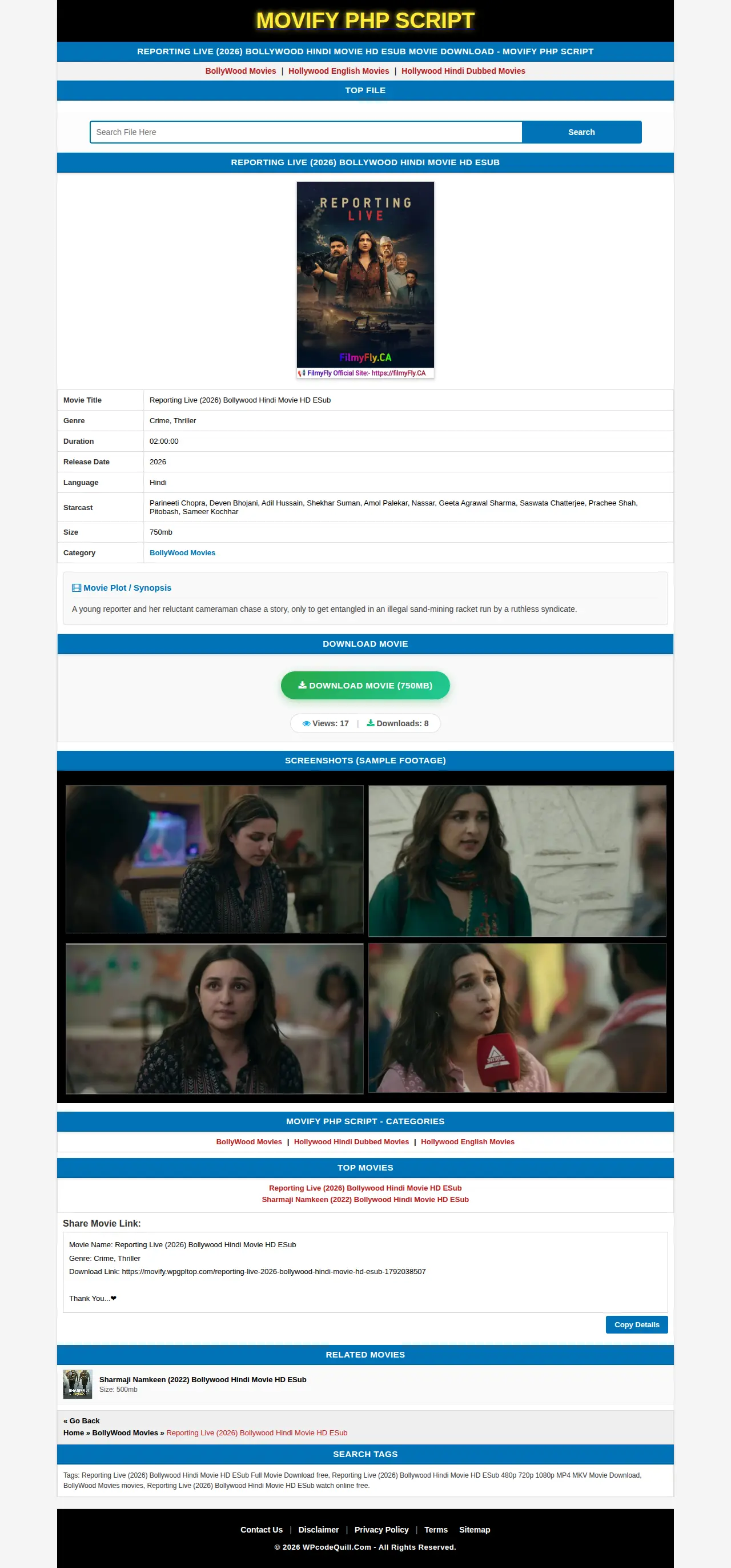 Movify Movie Portal PHP Script with Admin Panel