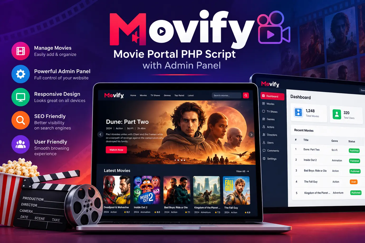 Movify Movie Portal PHP Script with Admin Panel