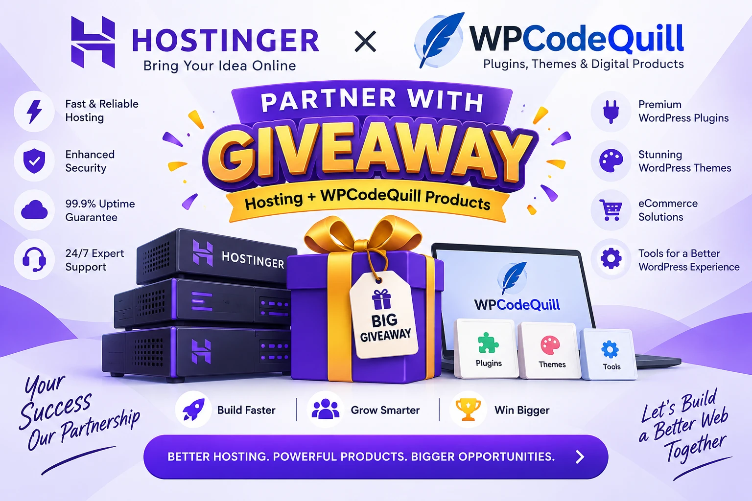 Hostinger Partner with WPCodeQuill Giveaway