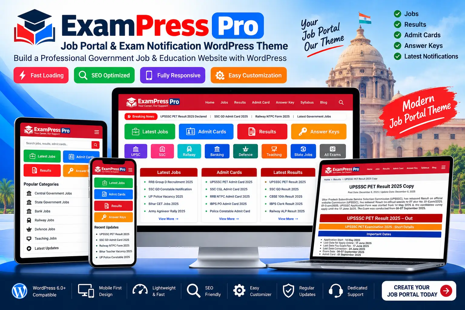 ExamPress Pro: Job Portal & Exam Notification WP Theme