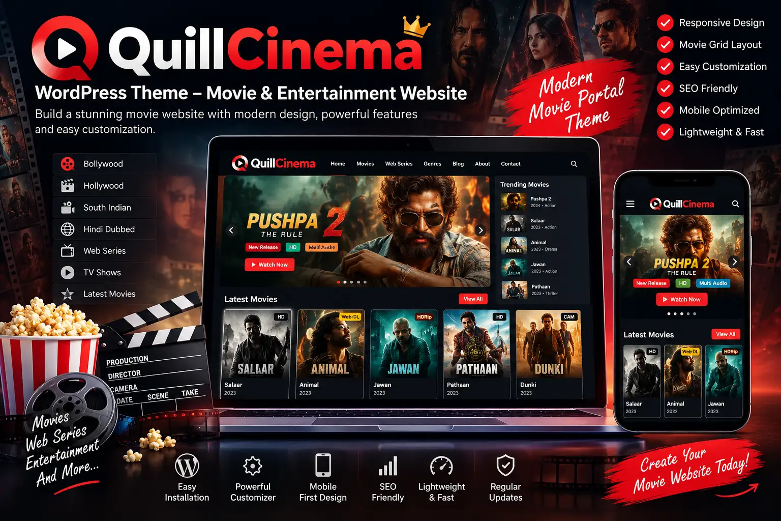 QuillCinema WordPress Theme – Movie & Entertainment Website