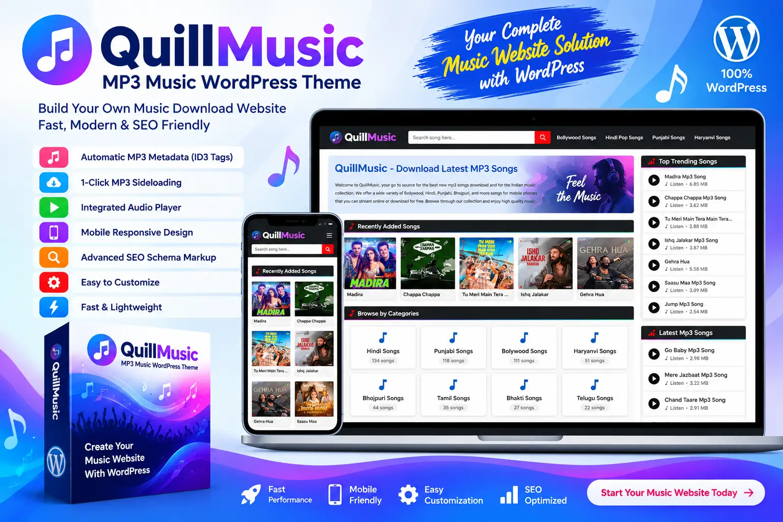 QuillMusic – MP3 Music WordPress Theme