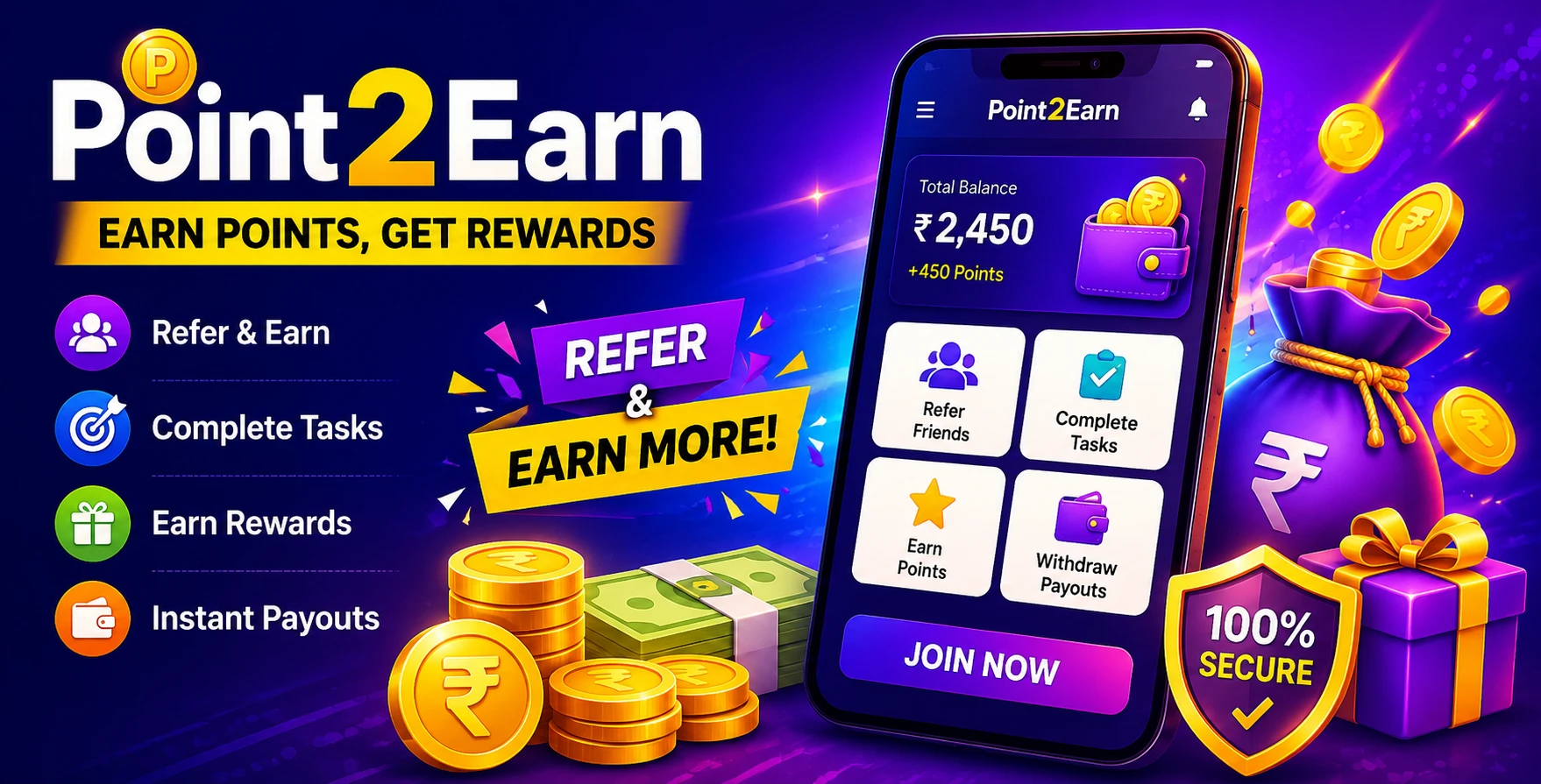 Point2Earn Pro: Task Reward System (Web + Android App)
