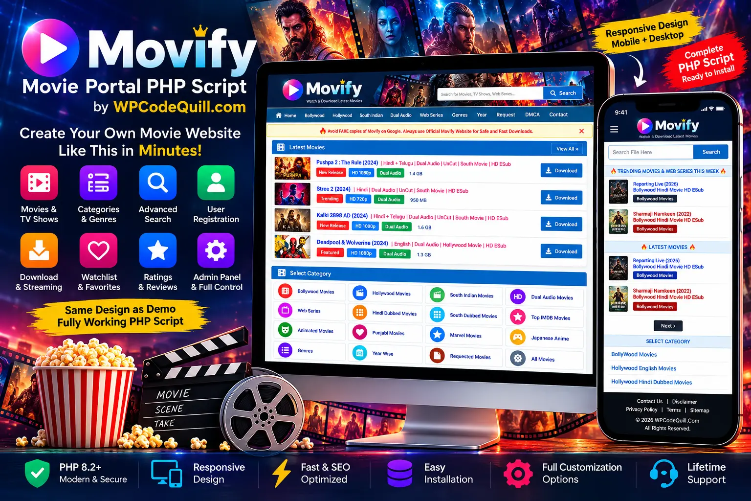 Movify – Movie Portal PHP Script with Admin Panel